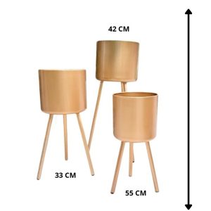 Set of 3 metal flower pots