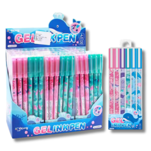 Set of whale-patterned pens and eraser