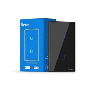 Sonoff T3-2C Interruptor doble táctil negro Wi-Fi inteligente